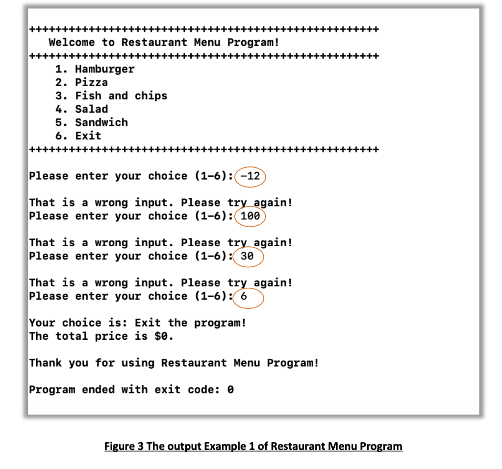 Solved Questions #2: Restaurant Menu Program (8 pts). In | Chegg.com