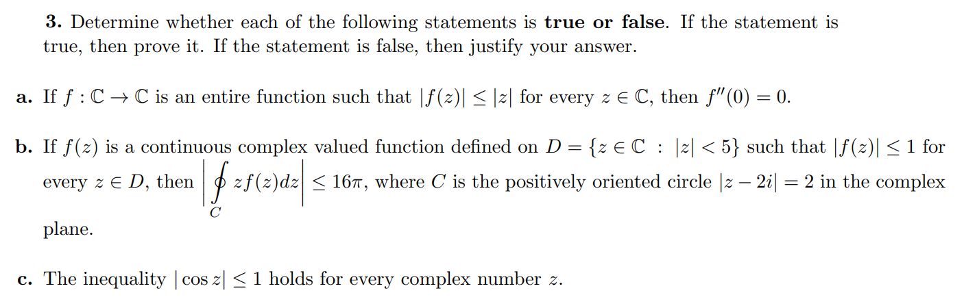 Solved 3. Determine Whether Each Of The Following Statements | Chegg.com