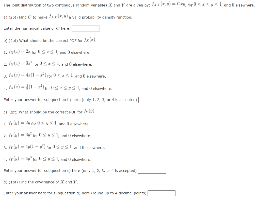 Solved The joint distribution of two continuous random | Chegg.com