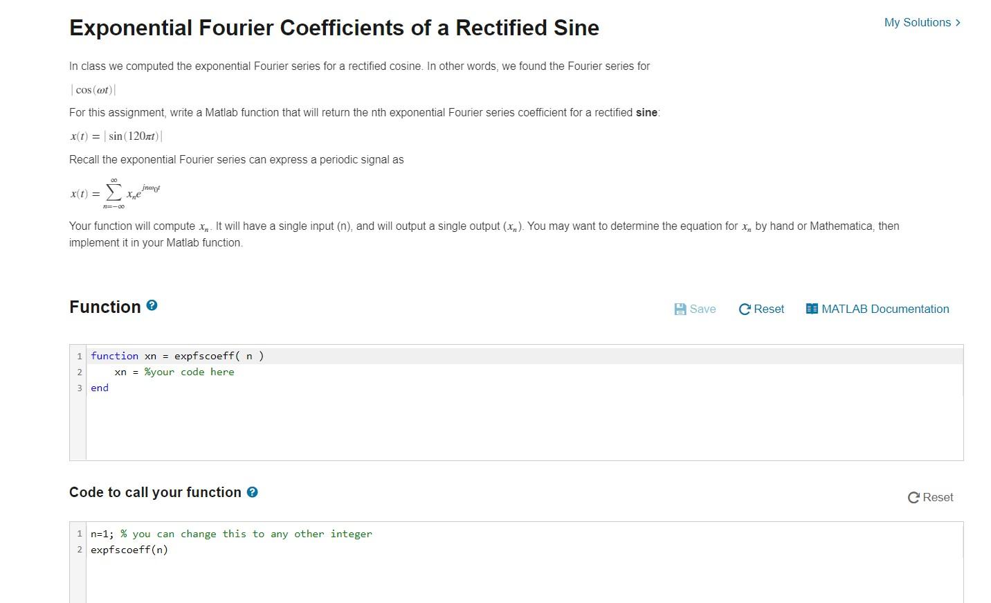 Solved Exponential Fourier Coefficients of a Rectified Sine | Chegg.com