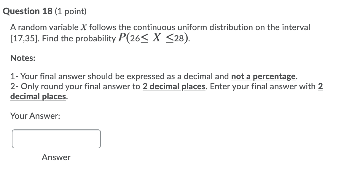 Solved Question 18 1 Point A Random Variable X Follows The Chegg
