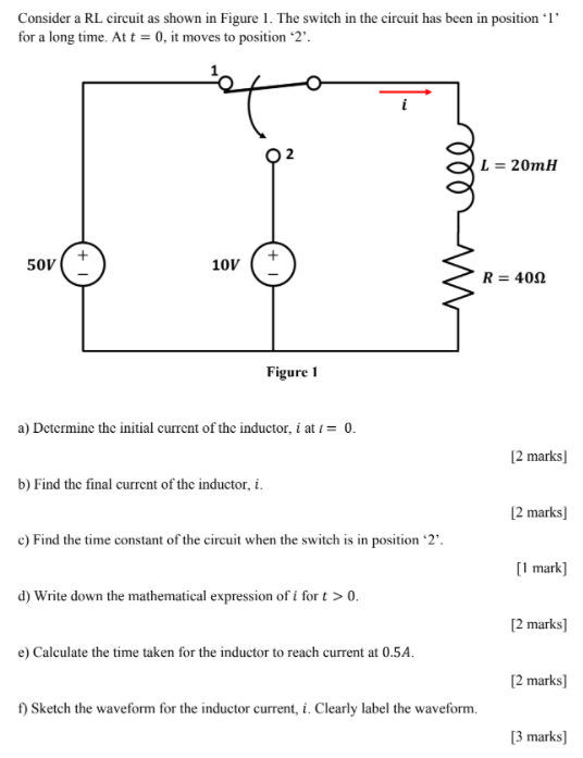 Solved Consider a RL circuit as shown in Figure 1. The | Chegg.com