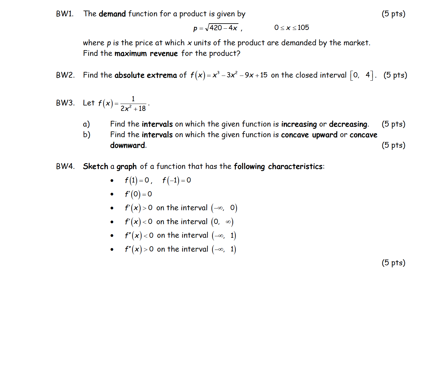 Solved Bw1 5 Pts The Demand Function For A Product Is Chegg Com