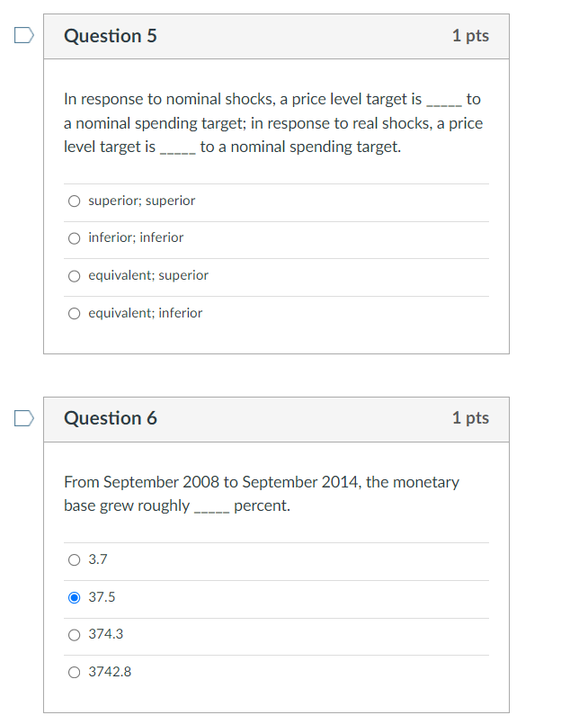 Solved In response to nominal shocks, a price level target