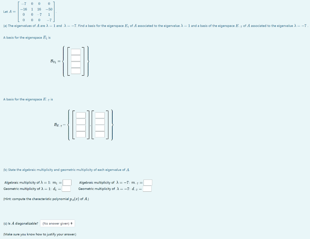 Solved (d) Without computing A4, compute the following: 3 44 | Chegg.com