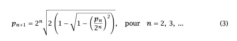 Pn+1 = 2 21-11 Pus=z-J3(1-va-(53*), pour n-2,3.. pour n = 2, 3, ... e (3)
