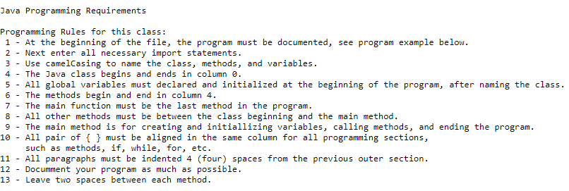Solved 3 4 Java Programming Requirements Programming Rules | Chegg.com