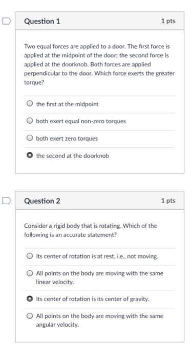 Solved Two equal forces are applied to a door. The first | Chegg.com