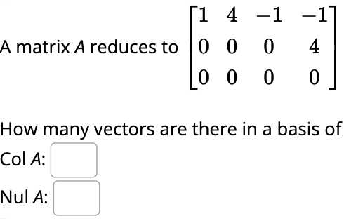 Solved for linear algebraHow many vectors are there in a | Chegg.com