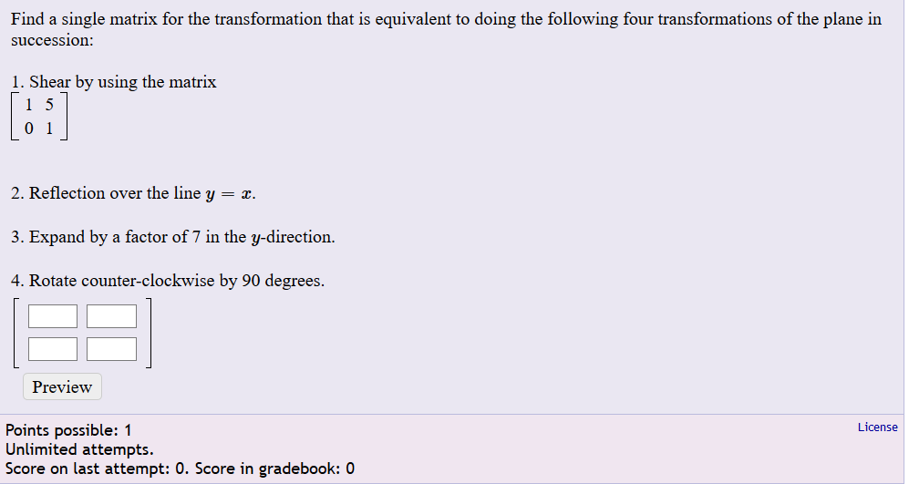 Solved Find a single matrix for the transformation that is | Chegg.com