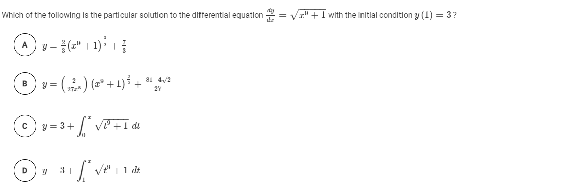Solved Which of the following is the solution to the | Chegg.com