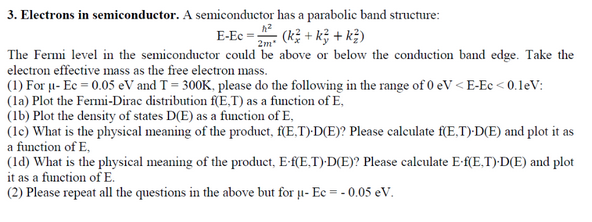 3. Electrons In Semiconductor. A Semiconductor Has A | Chegg.com