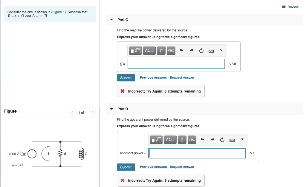Solved u Review A Review Consider the circuit shown in | Chegg.com