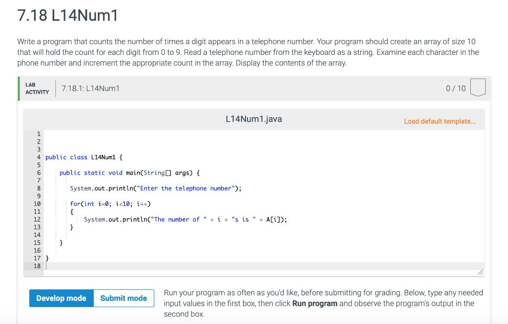 Solved 7.18 L14Num1 Write a program that counts the number | Chegg.com