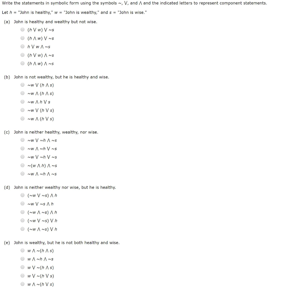 Solved Write The Statements In Symbolic Form Using The Sy Chegg Com