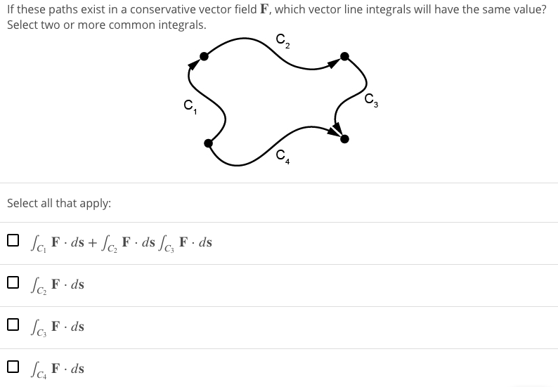 Solved If these paths exist in a conservative vector field | Chegg.com