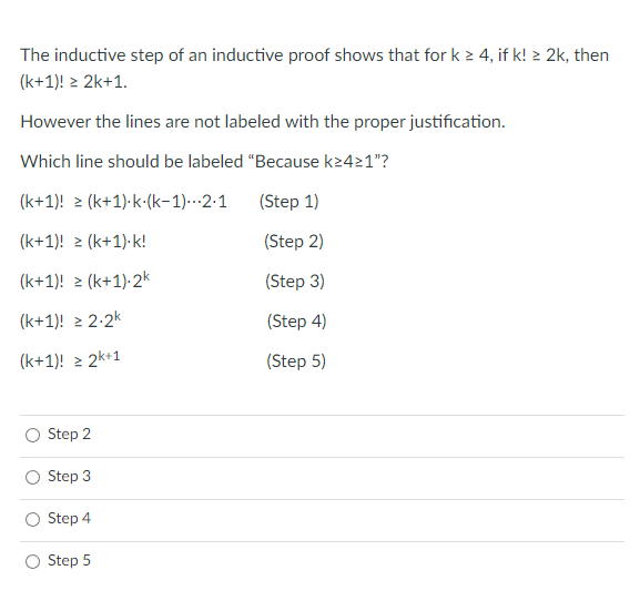 Solved The Inductive Step Of An Inductive Proof Shows That | Chegg.com