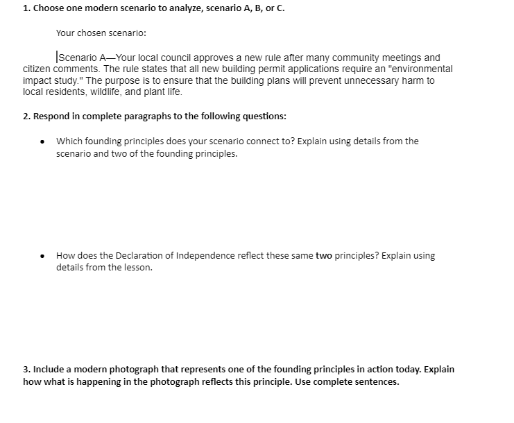 1. Choose one modern scenario to analyze, scenario A, | Chegg.com