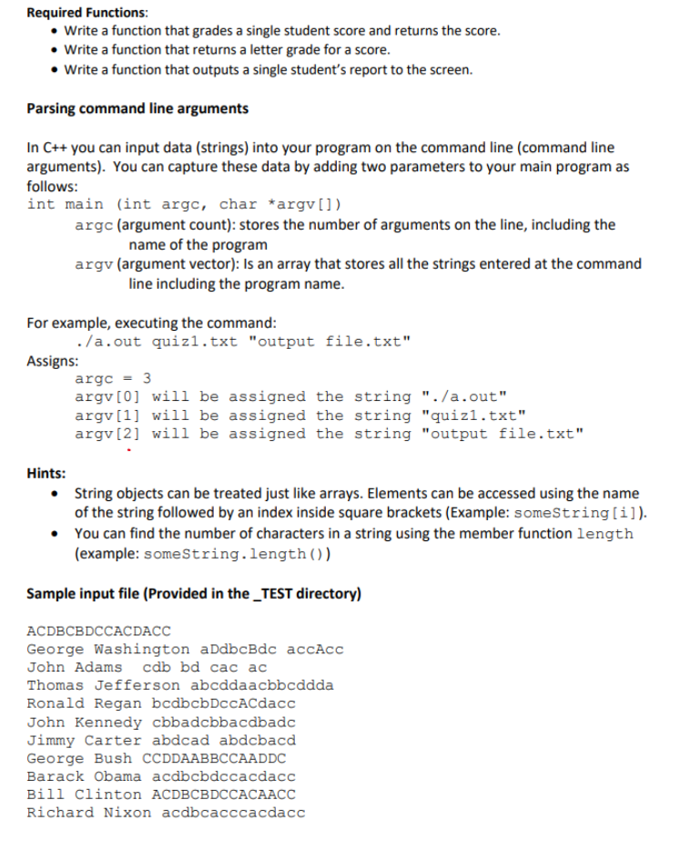 Solved Objectives: Use strings, files, and command line | Chegg.com