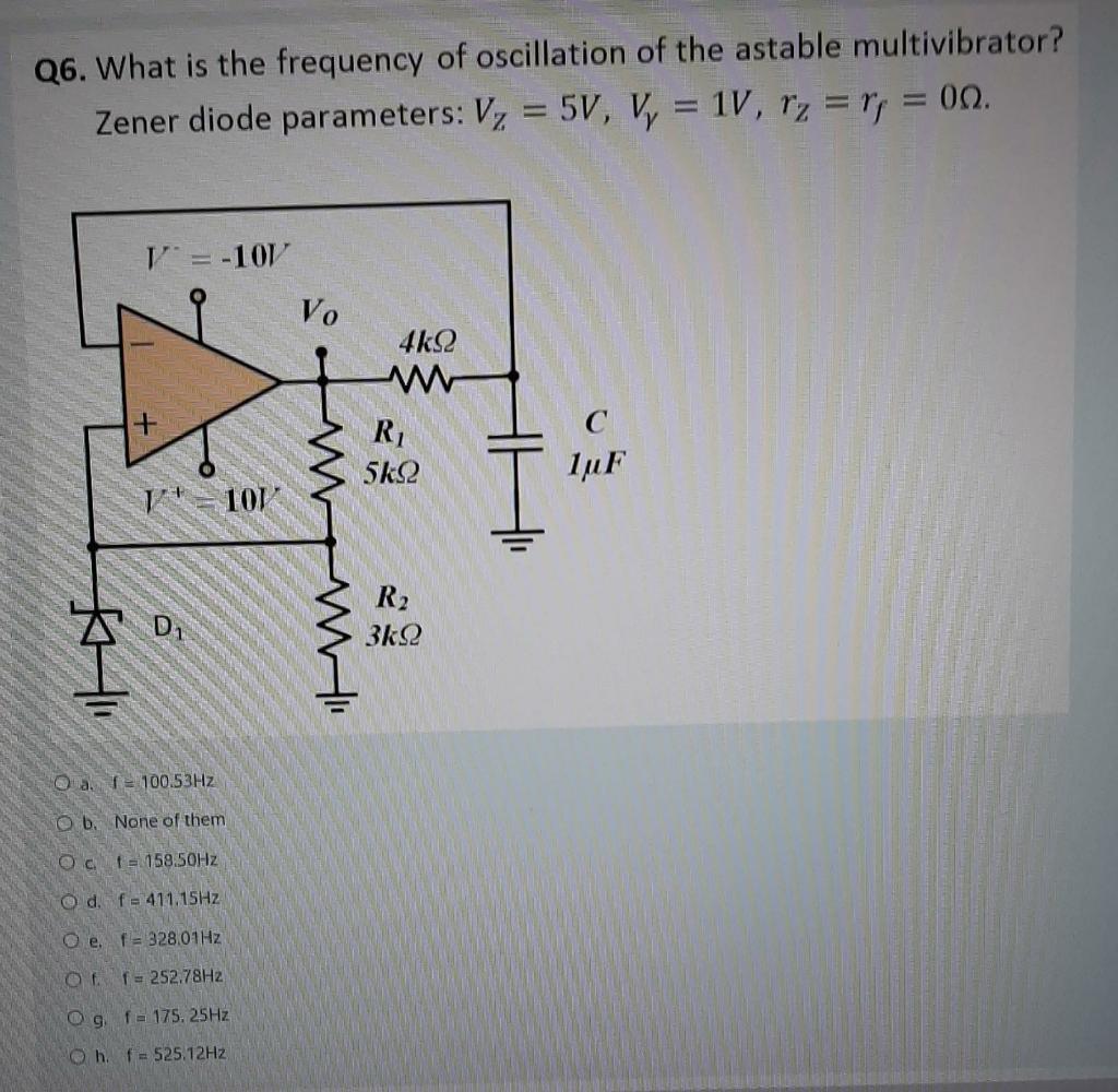 Solved Q6. What is the frequency of oscillation of the | Chegg.com