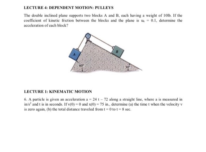 Solved The double inclined plane supports two blocks A and
