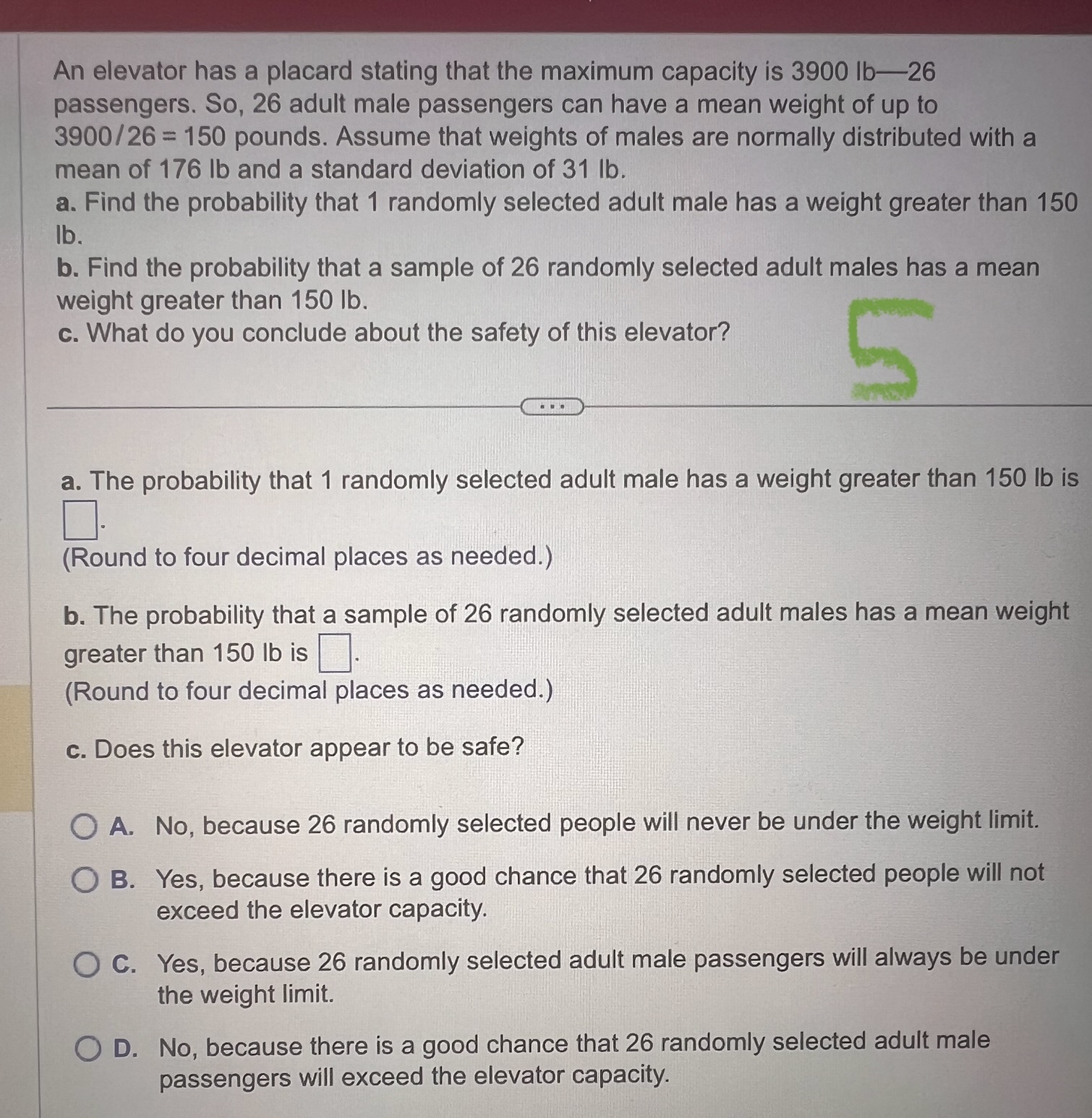Solved An Elevator Has A Placard Stating That The Maximum Chegg