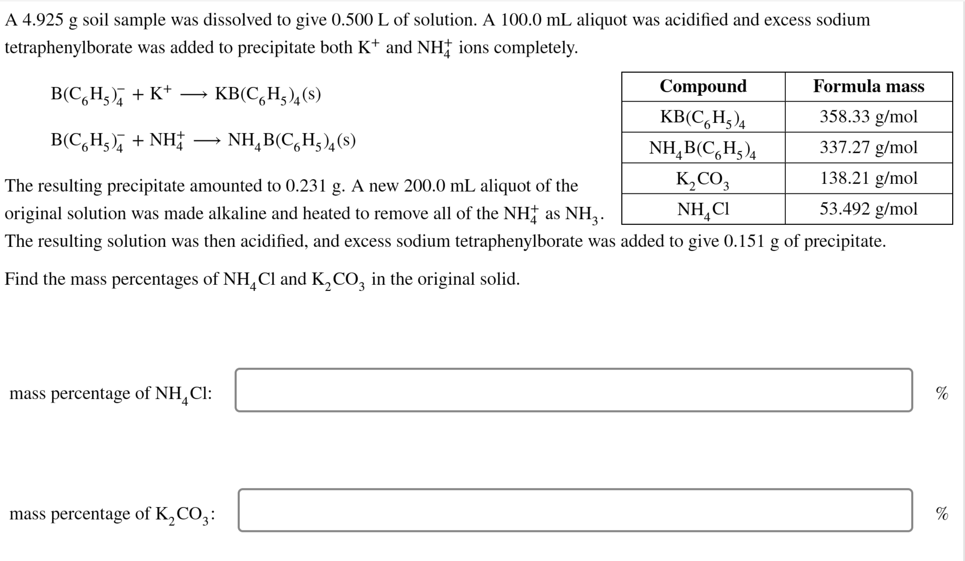 A 4.925 g soil sample was dissolved to give 0.500 L | Chegg.com