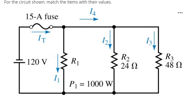 Solved For the circuit shown, match the items with their | Chegg.com
