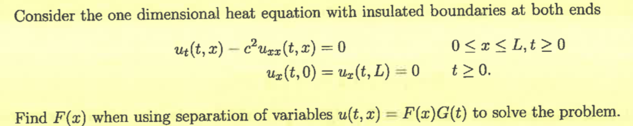 Solved Consider the one dimensional heat equation with | Chegg.com