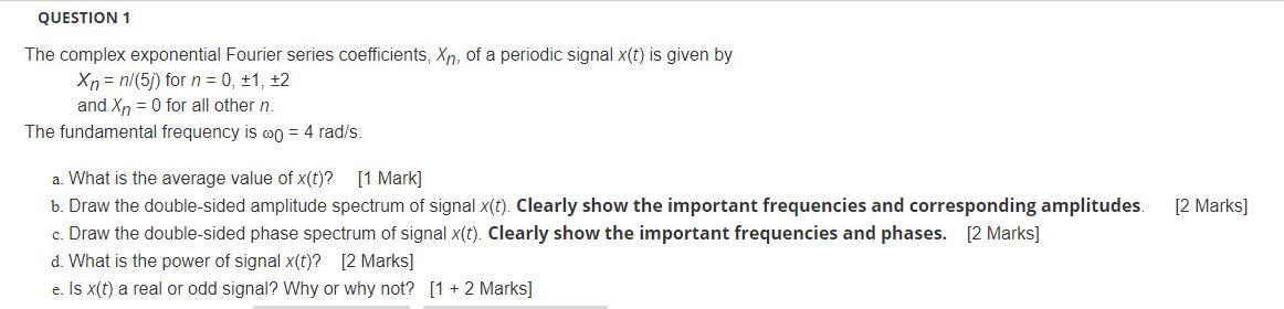 Solved QUESTION 1 The complex exponential Fourier series | Chegg.com