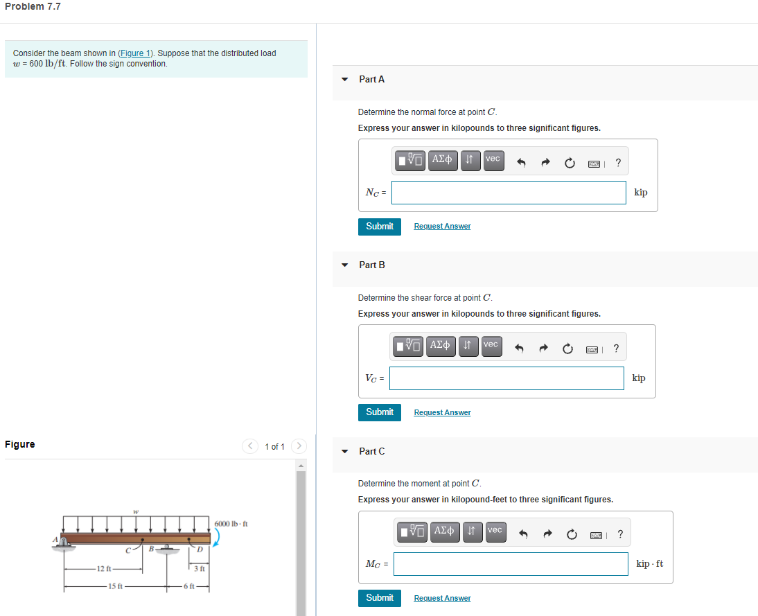 Solved Problem 7.7 Consider the beam shown in Figure 1). | Chegg.com