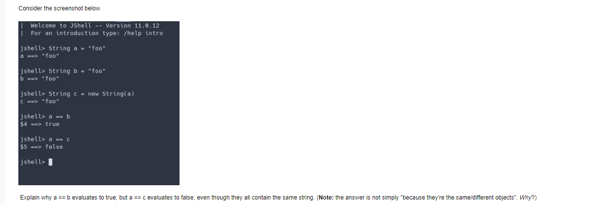Solved Consider the screenshot below. Welcome to JShell -- | Chegg.com