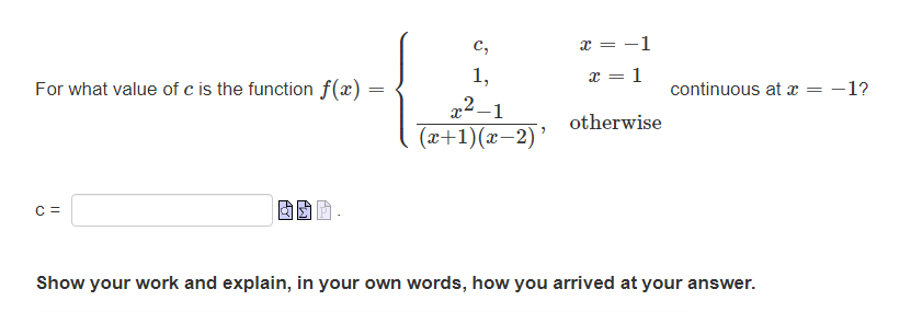 Solved For what value of c is the function | Chegg.com