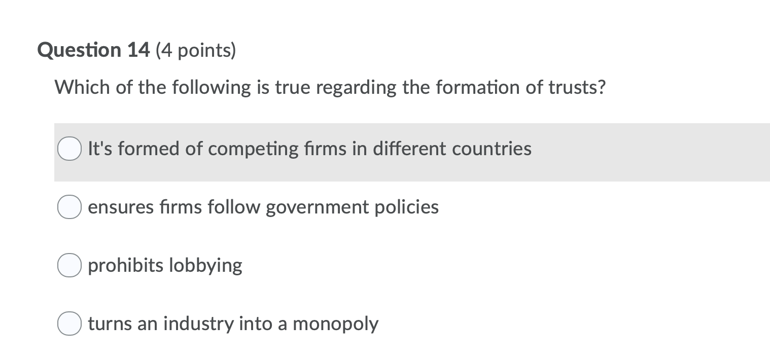 Solved Question 14 (4 points) Which of the following is true | Chegg.com