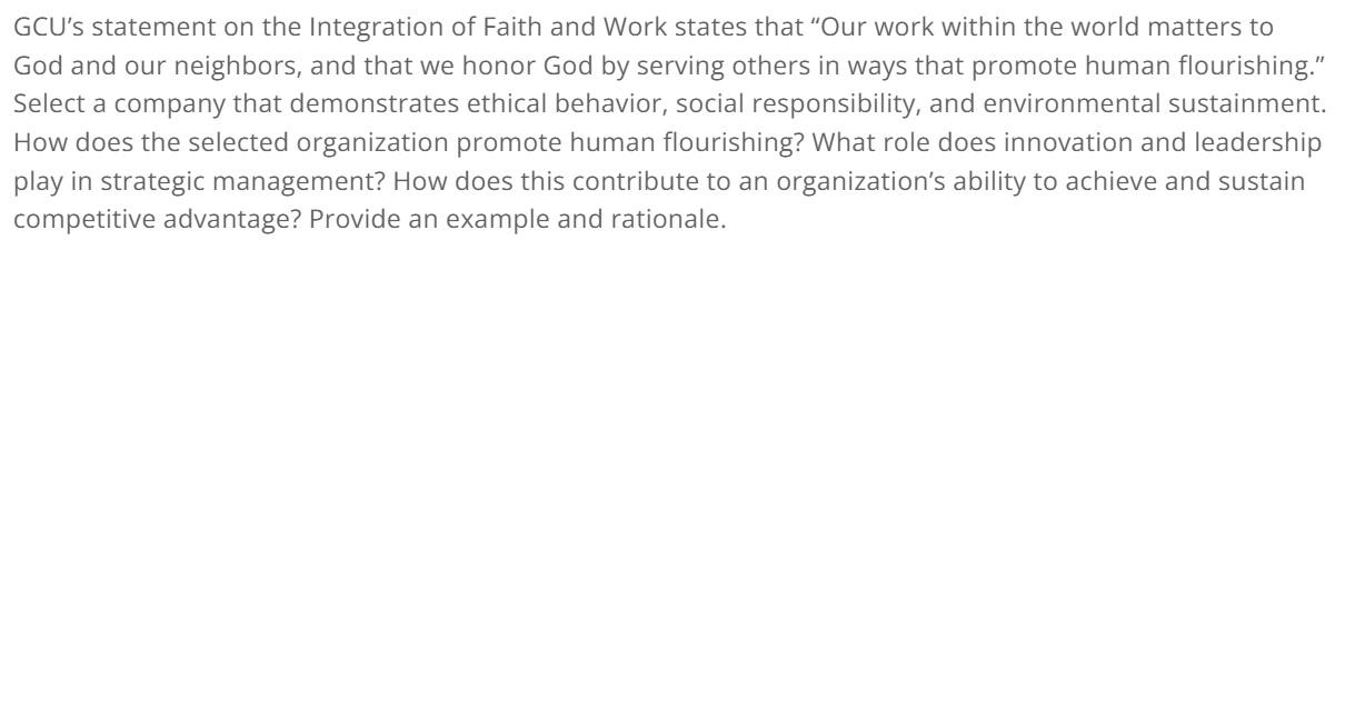 Solved gcu s statement on the integration of faith and work chegg