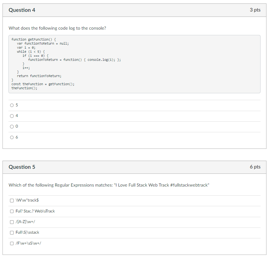 Solved What does the following code log to the console? | Chegg.com