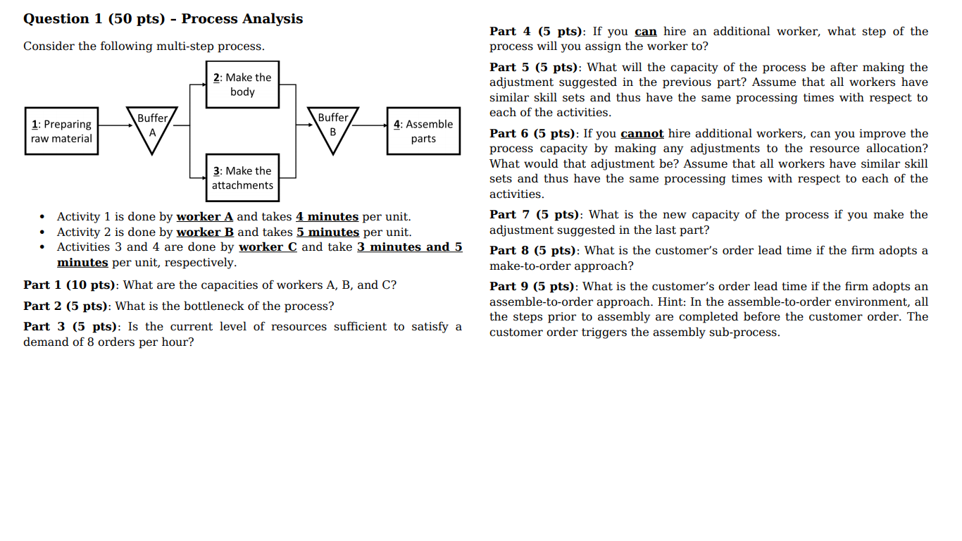 Solved Question 1 (50 pts) - Process Analysis Consider the | Chegg.com