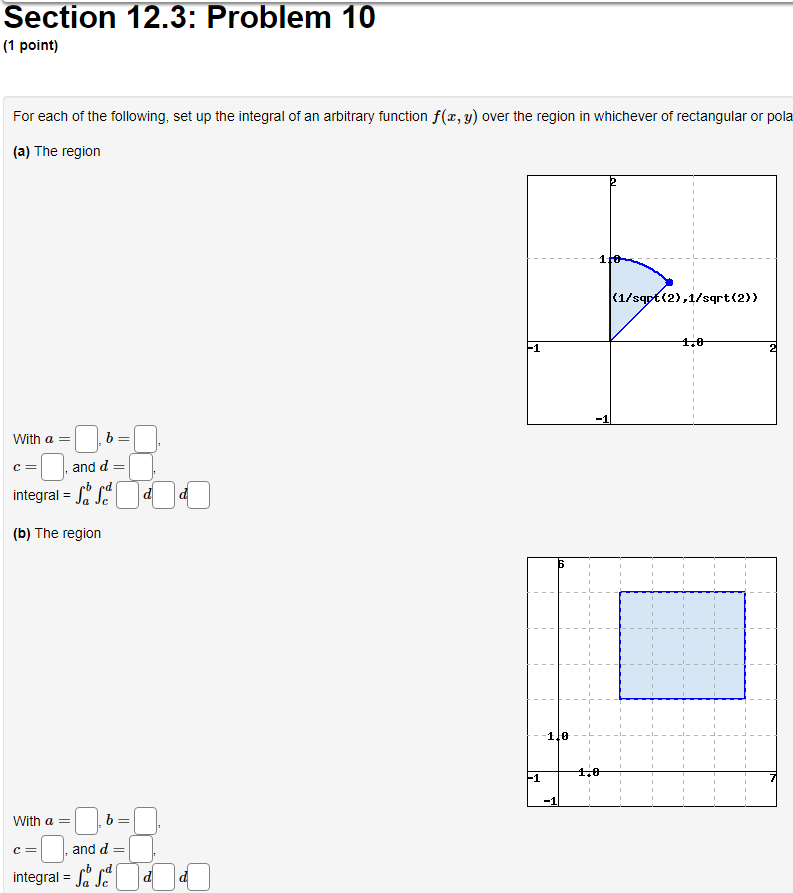 Solved For Each Of The Following Set Up The Integral Of An Chegg Com