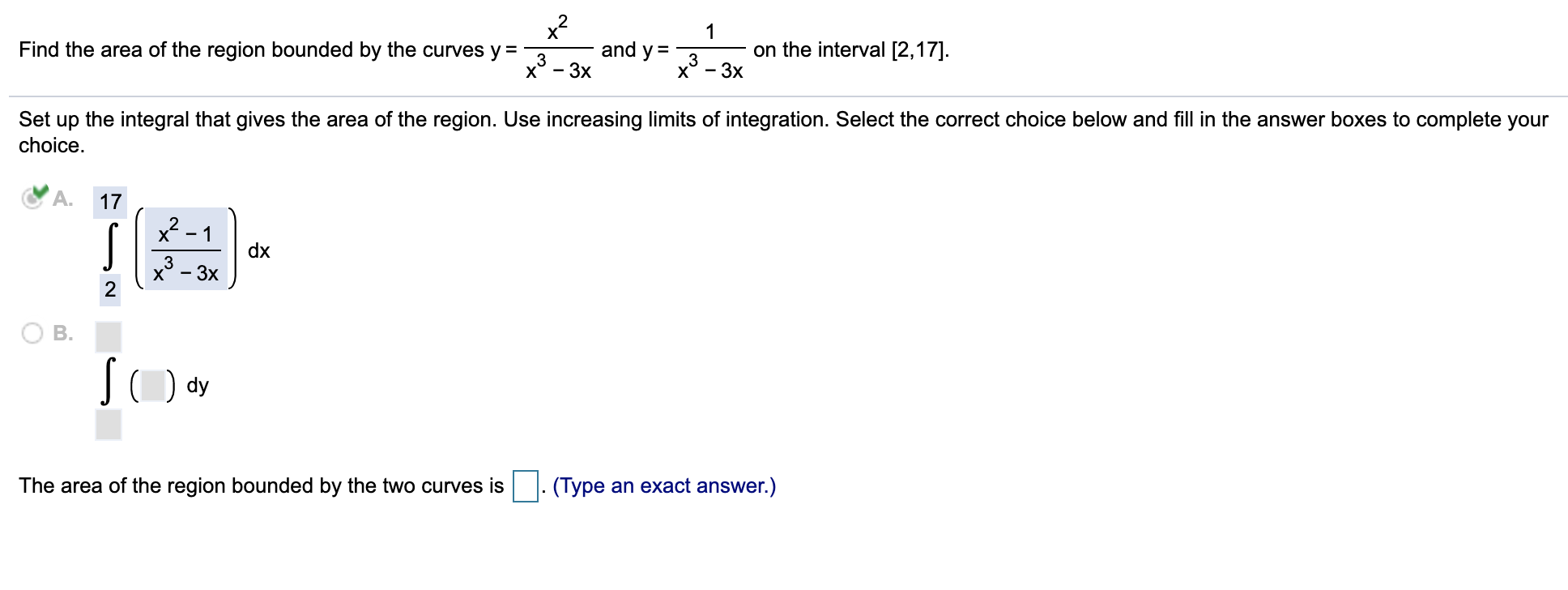Solved x² Find the area of the region bounded by the curves | Chegg.com