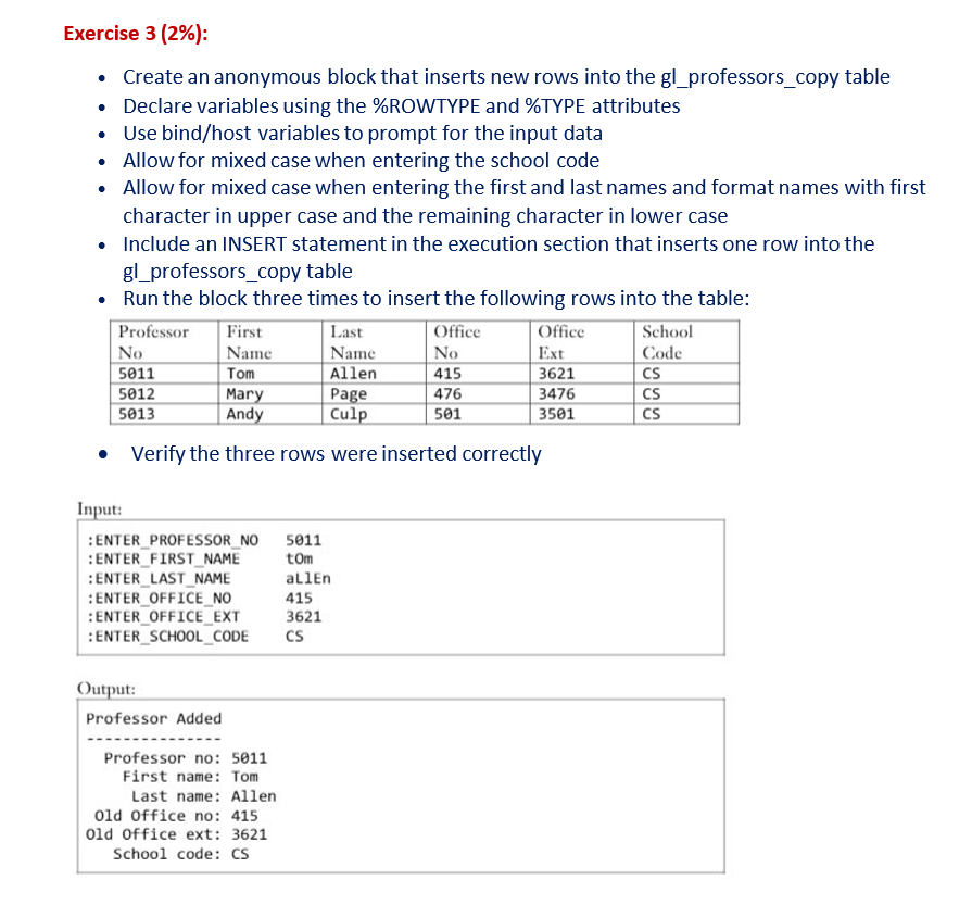 Solved Exercise 2 (1\%) Complete The Following: - Create A | Chegg.com