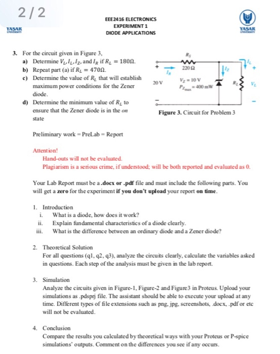 Solved EEE 2416 ELECTRONICS EXPERIMENT 1 DIODE APPLICATIONS