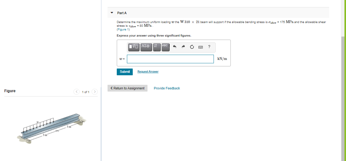 Solved Part A Determine the maximum uniform loading w the W | Chegg.com