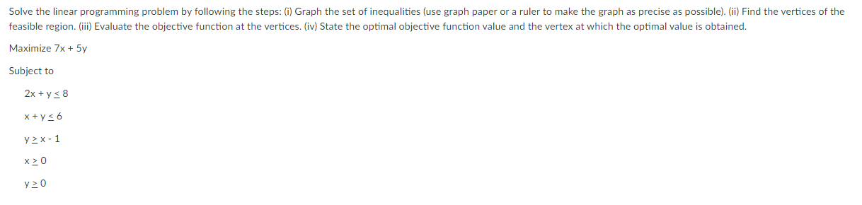 Solved Solve the linear programming problem by following the | Chegg.com