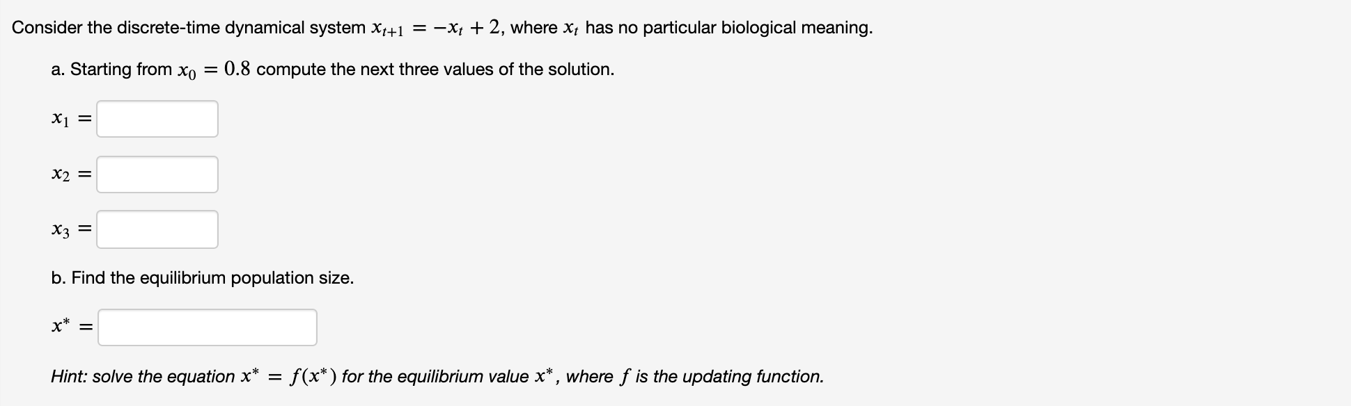 Solved Consider The Discrete-time Dynamical System X++1 = | Chegg.com