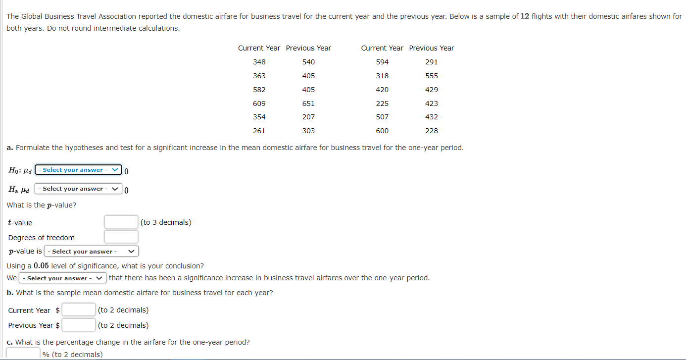 Solved The Global Business Travel Association reported the | Chegg.com