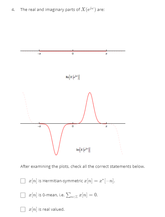 Solved 4. The real and imaginary parts of X (jw) are: Re[x | Chegg.com