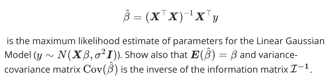 Solved B Xtx X G Is The Maximum Likelihood Estimate O Chegg Com