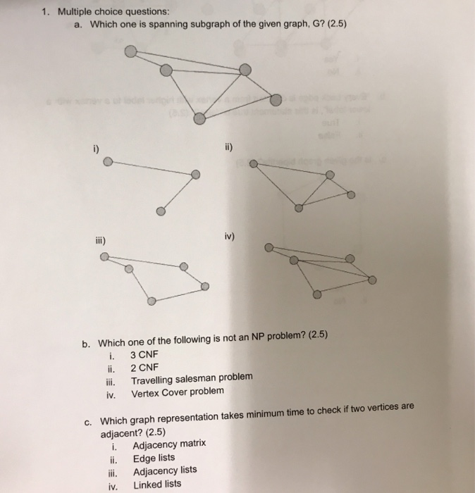 Solved 1. Multiple choice questions: a. Which one is | Chegg.com