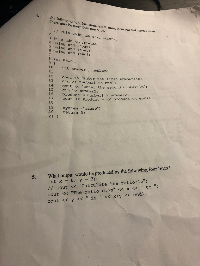Solved Poup The following code has some errors, pont There | Chegg.com