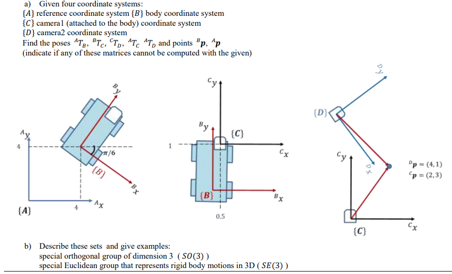 Solved a) Given four coordinate systems: {A} reference | Chegg.com
